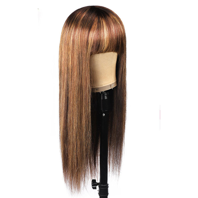 Nessuna parrucca di pizzo 10-26 pollici P4/27 Parrucca femminile Full Machine fatta per capelli umani Parrucche con frangia