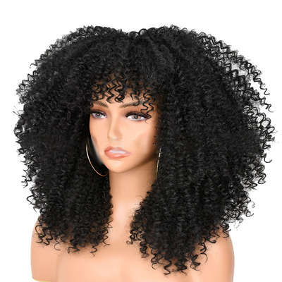 Perrucche per i capelli umani bruni chiari ricci ricci ricci con frangia Perù Remy Afro