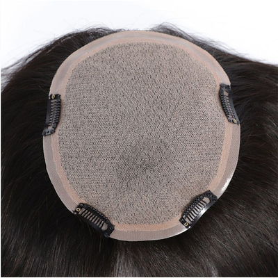 Buoni toupei per capelli reali da donna con tecnica fatta a mano e aperture di seta a pelle sottile