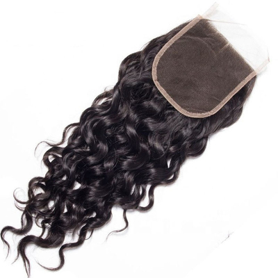 Estensione dei capelli umani 4x4 Chiusura in pizzo senza adesivo Curva a onde sciolte Perrucca Remy Hair Grade