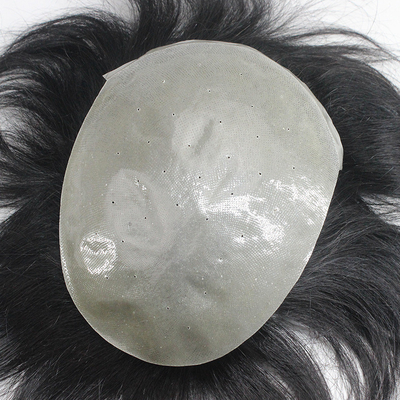 Tipo di capelli dritti 100% capelli umani Uomini Toupee con pelle sottile e densità leggera