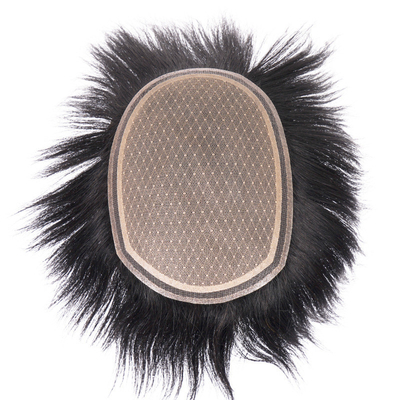 Tipo di capelli dritti 100% capelli umani Uomini Toupee con pelle sottile e densità leggera