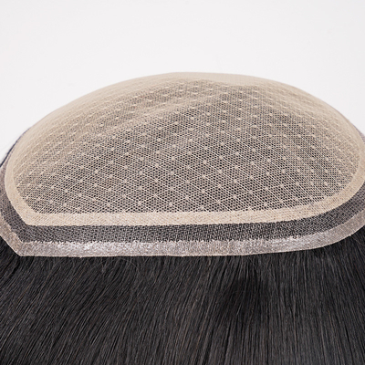 Tipo di capelli dritti 100% capelli umani Uomini Toupee con pelle sottile e densità leggera