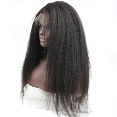Top Hair Lace Front Kinky Straight Human Hair Parrucche 360 Full Lace Parrucca