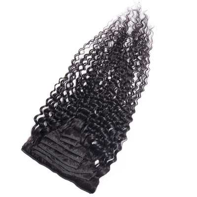 Disegna un clip di capelli umani a cuticule completa con estensioni in stile ricciole francesi e design popolare