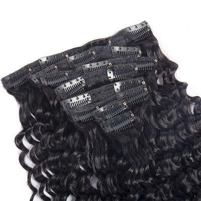 Disegna un clip di capelli umani a cuticule completa con estensioni in stile ricciole francesi e design popolare