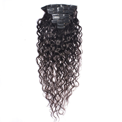 Disegna un clip di capelli umani a cuticule completa con estensioni in stile ricciole francesi e design popolare