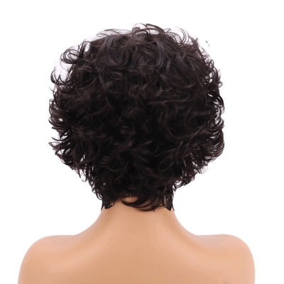 250% Densità Pixie Cut Curly Human Hair Wig con materiale base di pizzo svizzero