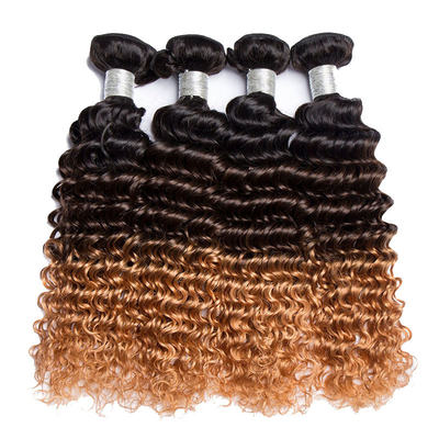 100% naturale Deep Wave Double Weft Brasiliano Remy Hair Bundles Venditore con Ombre Color