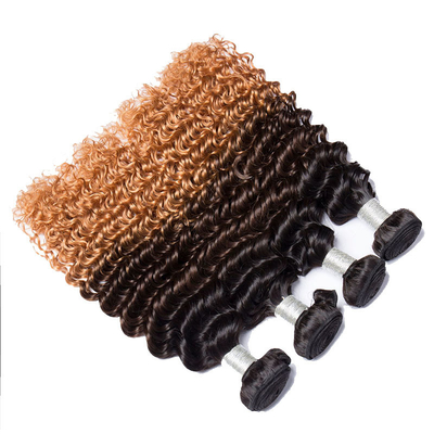 100% naturale Deep Wave Double Weft Brasiliano Remy Hair Bundles Venditore con Ombre Color
