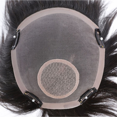 Left Design Swiss Lace Base Toupee maschile con aperture di pelle sottile e 100% di capelli umani