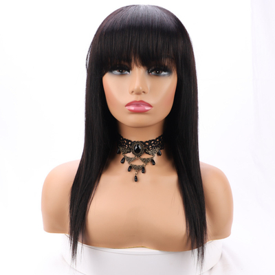 Base di pizzo svizzero Pieghe di pizzo rettilineo con frangia 100% Capelli umani Capelli vergini