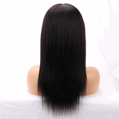 Base di pizzo svizzero Pieghe di pizzo rettilineo con frangia 100% Capelli umani Capelli vergini