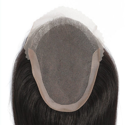 Densità leggera Capelli Remy Tupa maschile a mano piena Tecnica legata Sistema di capelli a pizzo svizzero
