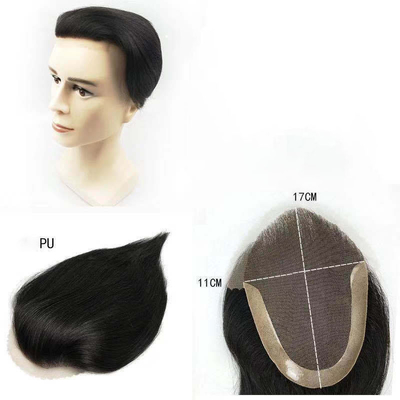 Densità leggera Capelli Remy Tupa maschile a mano piena Tecnica legata Sistema di capelli a pizzo svizzero