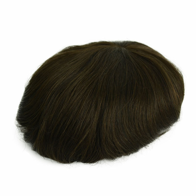 Densità leggera Capelli Remy Tupa maschile a mano piena Tecnica legata Sistema di capelli a pizzo svizzero