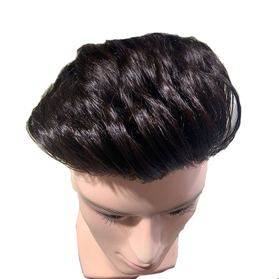 Toupee iniezionato in pizzo svizzero per uomini 100% sistema di sostituzione dei capelli umani 24mm texture