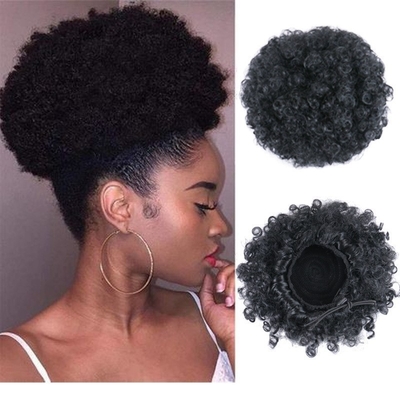 Migliori prezzi per estensioni di capelli resistenti al calore Afro Kinky Curly Clip In stile Chignon