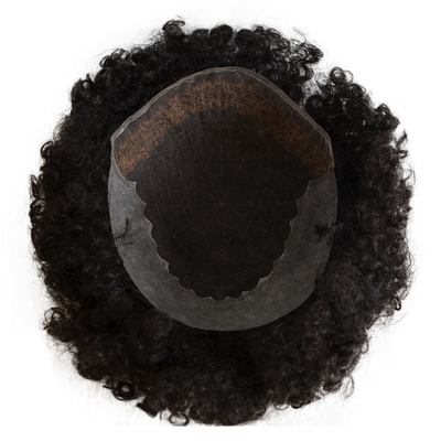 Tessitura del toupee 24mm Afro Kinky Curly Swiss Lace Uomini Capelli Unità Naturale Capelli Umani Parrucca