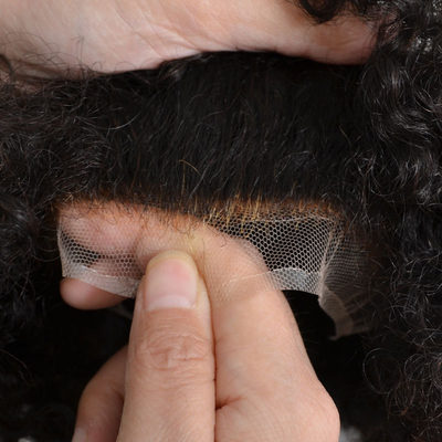 Tessitura del toupee 24mm Afro Kinky Curly Swiss Lace Uomini Capelli Unità Naturale Capelli Umani Parrucca