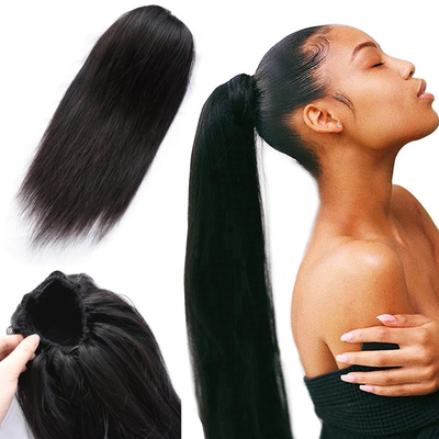 100% capelli umani vergini setacciati e retti a corda di traino coda di cavallo più lunga rapporto di capelli 60%