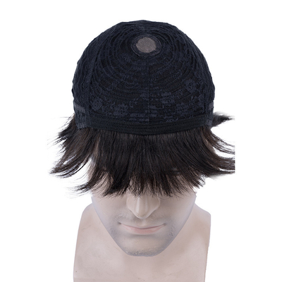 Faccette marrone chiaro capelli umani brasiliani maschili parrucca a pizzo completo con tecnica di produzione automatica