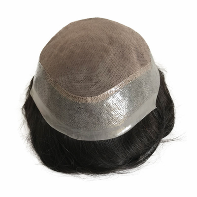 6 pollici di Hollywood Fine durevole Mono Base maschile Toupee con trasparente PU tutto intorno