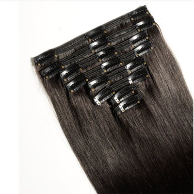 Clip di capelli rettilineo a cuticule piena In estensioni di capelli reali indiane crude per donne nere