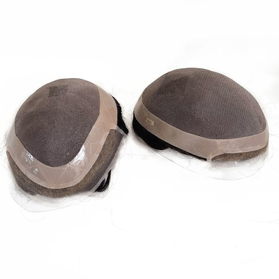 Densità di toupee 100% 100% sostituzione dei capelli umani con NPU e pizzo intorno