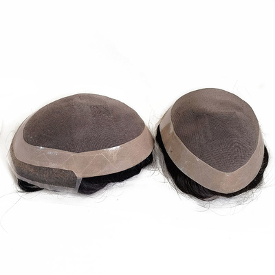Densità di toupee 100% 100% sostituzione dei capelli umani con NPU e pizzo intorno