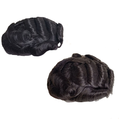 Densità di toupee 100% 100% sostituzione dei capelli umani con NPU e pizzo intorno