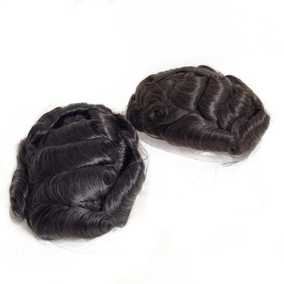 Densità di toupee 100% 100% sostituzione dei capelli umani con NPU e pizzo intorno