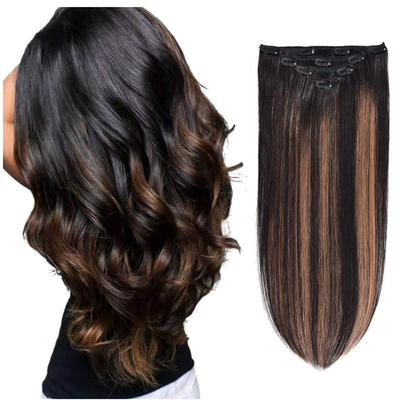 Virgin Highlight Remy Hair Clip In Extensions 7-9 pezzi Set per capelli naturali reali grezzi
