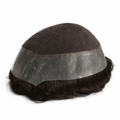 Densità di toupee 100% 100% sostituzione dei capelli umani con NPU e pizzo intorno