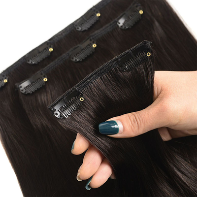 100% estensioni di capelli umani cuticule completa doppio disegnato vera vergine grezza naturale Remy invisibile clip senza cuciture
