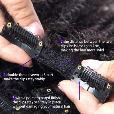 12 A Grado 1B Colore naturale Remy Vergine grezza brasiliana Afro Kinky Curly Clip-in Hair