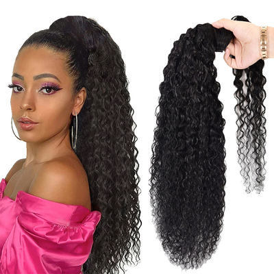 Vigoriosa vera brasiliana Kinky Curly Wrap Around Ponytail Estensioni di capelli umani Nero