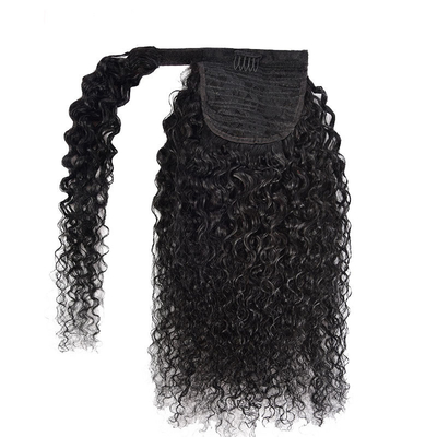 Vigoriosa vera brasiliana Kinky Curly Wrap Around Ponytail Estensioni di capelli umani Nero