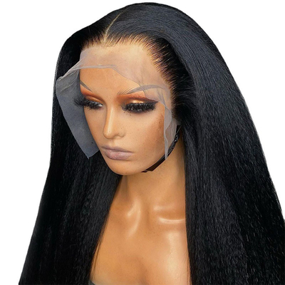Colore pizzo marrone chiaro 13*4 HD Afro Kinky capelli umani dritti pizzo parrucche frontali Venditori