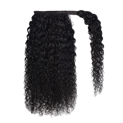 Vigoriosa vera brasiliana Kinky Curly Wrap Around Ponytail Estensioni di capelli umani Nero