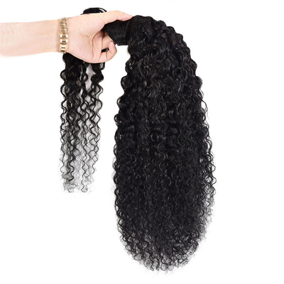 Vigoriosa vera brasiliana Kinky Curly Wrap Around Ponytail Estensioni di capelli umani Nero