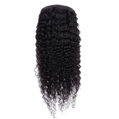 Vigoriosa vera brasiliana Kinky Curly Wrap Around Ponytail Estensioni di capelli umani Nero