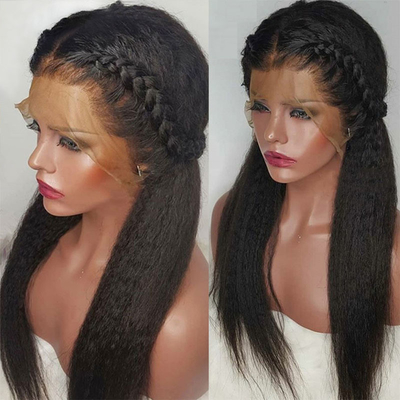 Colore pizzo marrone chiaro 13*4 HD Afro Kinky capelli umani dritti pizzo parrucche frontali Venditori