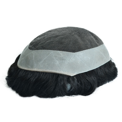 Densità di toupee 120% Maschio Topper capelli umani setacciato dritto OK stile 64 pizzo svizzero NPU basi sistema di sostituzione