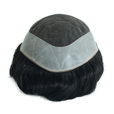 Densità di toupee 120% Maschio Topper capelli umani setacciato dritto OK stile 64 pizzo svizzero NPU basi sistema di sostituzione