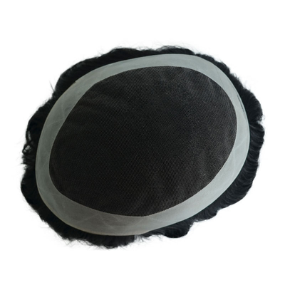 Densità di toupee 120% Maschio Topper capelli umani setacciato dritto OK stile 64 pizzo svizzero NPU basi sistema di sostituzione
