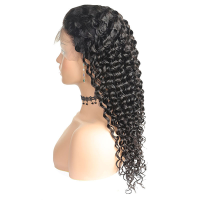 150% 180% Densità ondulato profondo riccio parrucca frontale con capelli umani vergini donne naturali
