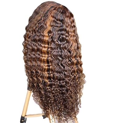 Capelli vergini brasiliani profondamente ondulati ricci HD pizzo frontale parrucca lunga con capelli umani