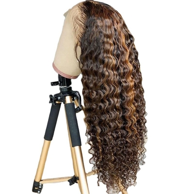 Capelli vergini brasiliani profondamente ondulati ricci HD pizzo frontale parrucca lunga con capelli umani