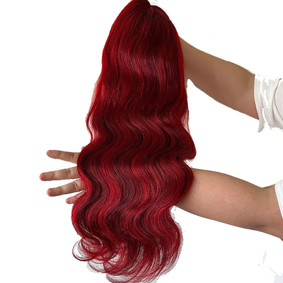 Dimensione media 100% Capelli umani Rosso Marrone Rilievo Corpo Ondata HD Pizzo Perugia Capelli grezzi Venditore